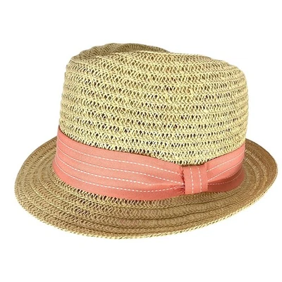 Sombrero de playa Scala Pronto Fedora de paja para mujer con cinta rosa OSFA NUEVO SIN ETIQUETAS Foto 1 de 4