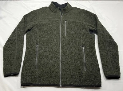 Kuhl Projekt Mens Large Green Deep Pile Full Zip Fleece Coat Jacket Wool Blend - Image 1 of 4