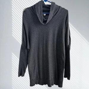 michael kors women's pullover sweater gray cowl neck  zippered shoulder large - Picture 1 of 8