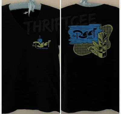 XL Mujeres The Reef Palm Springs Camiseta Tiki Bar Estilo Retro Top Aloha Hawaiano Foto 1 de 4