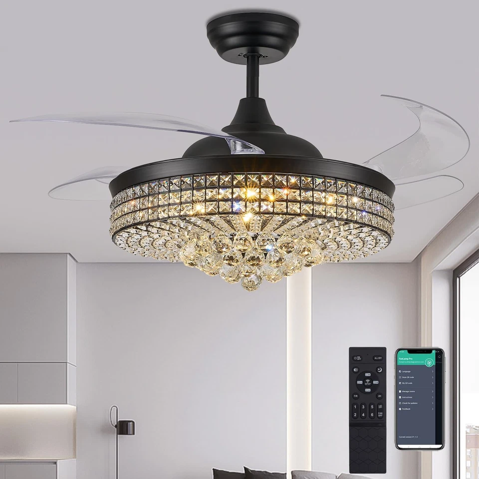 Trssdre Dimmable Crystal LED Ceiling Fan   Retail $399 - Image 1 of 1
