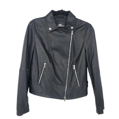 Emporio Armani ассиметричный молнии Moto наппа кожаная куртка размер ЕС 38 США средний - Изображение 1 из 4