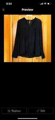 Free People Black Silk Blend Button Up Blouse Top M - Image 1 of 4