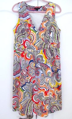 Tommy Hilfiger Women's Summer Dress Sz 12 Colorful Paisley Sleeveless Cotton - Image 1 of 4