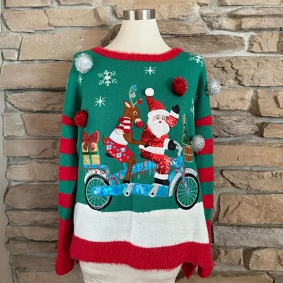 Suéteres de Navidad para bicicleta de Papá Noel reno de vacaciones XL de Estados Unidos Foto 1 de 4