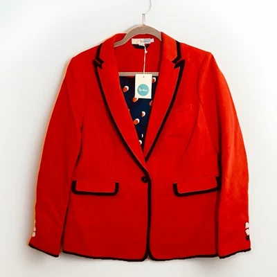 BODEN NWOT Picardy Tipped Blazer w/Red & Navy Trim, Sz. 10R, Classic, Kate, Mint - Image 1 of 4