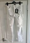 brand new with tags boohoo mens white super skinny ripped biker jeans size 30R