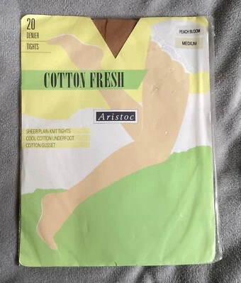 Aristoc Cotton Fresh 20 Denier Smooth Knit Tights "Peach Bloom" Size Medium BNIP - Image 1 of 4