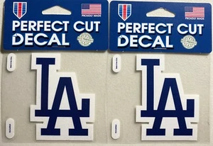 2 LOS ANGELES DODGERS 4"X4" PERFECT CUT DECALS *NEW* - Picture 1 of 1