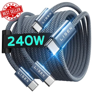 2 Pack 240W USB C to USB C Cable 2M USBC to USBC Cable PD Fast Charging Type C C - Picture 1 of 12