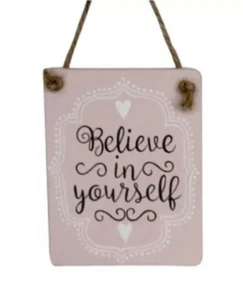 Gisela Graham 'Believe in Yourself' Self-Belief Pink Hanging Plaque - Picture 1 of 1