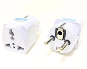 2 x UK TO EU TRAVEL ADAPTOR POWER PLUG CONVERT DUBAI TURKEY THAILAND SPAIN - Picture 1 of 2