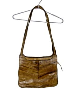 Genuine Eel Skin Shoulder Bag Brown - Picture 1 of 12
