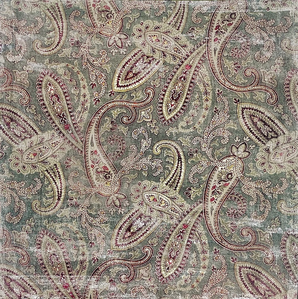 Really Great Paper, Wine Paisley Cardstock, 2 x 12", Grunge, Flowers, Red, Grey - Image 1 of 1