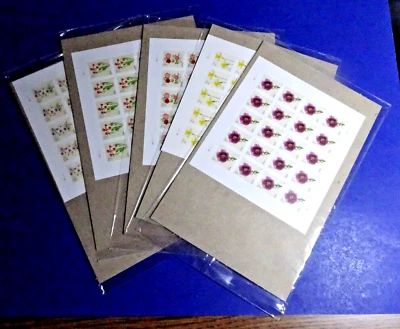 US FLOWERS NEW DATE 7/18/24 (1c,2c,3c,5c,10c) SET OF "5" PANES OF 20 USPS SEALED - Image 1 of 2