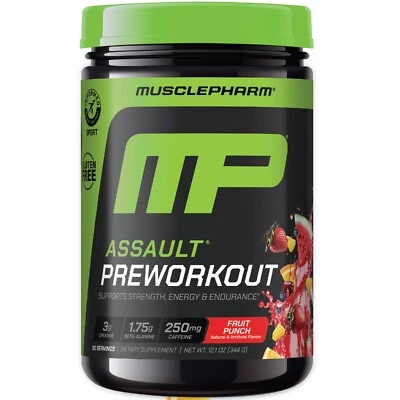 MusclePharm Assault Energía y Fuerza Pre Entrenamiento - 30 Porciones, Ponche de Frutas Foto 1 de 4