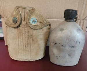 Vintage 1945 WW2 US Army  Canteen & Cover WWII USGI 1940s (A19) - Picture 1 of 10
