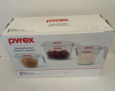 Pyrex 3 Piece Glass Measuring Cup Set, Includes 1-Cup, 2-Cup, and 4-Cup - Image 1 of 4