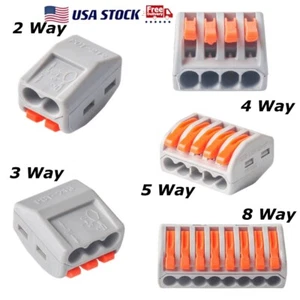 Spring Lever Terminal Block Electric Cable Wire Connectors Adapter 2/3/4/5/8 Way - Picture 1 of 12
