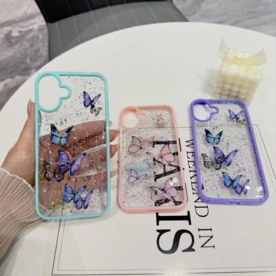 For iPhone 16 Pro Max 15 14 13 12 11 Clear Butterfly Shockproof Girly Case Cover - Image 1 of 4