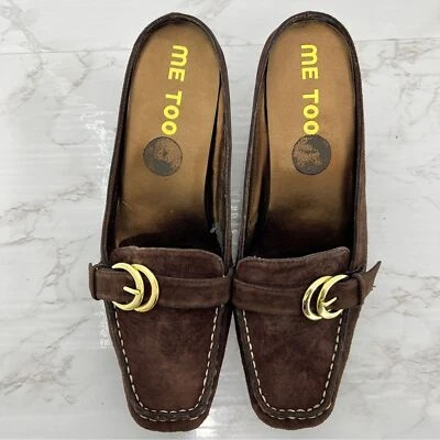 复古 Y2K ME TOO 绒面革中跟 MULES 鞋 8.5 — 第 1/4 张图片