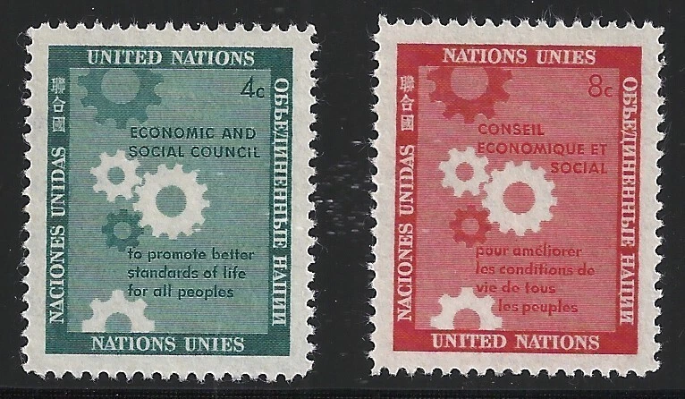 United Nations Scott #NY 65-66, Singles 1958 Juego Completo FVF MNH Foto 1 de 1