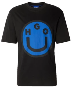 Hugo Boss T-Shirt Nimper Black Schwarz Blue Herren Men Tee Regular Fit - Picture 1 of 9