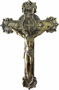 Crucifijo con Medalla de San Benito 8" Pared Crucifijo Medalla San Benito, Nuevo - Imagen 1 de 3