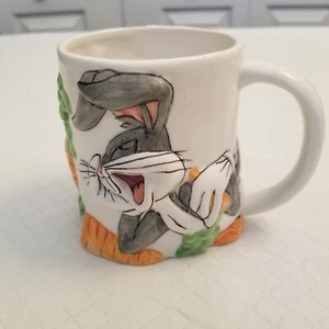 Warner Bros Looney Tunes Bugs Bunny Embossed Carrots đŸ¥•Ceramic Coffee Mug Cup 3D - Picture 1 of 7