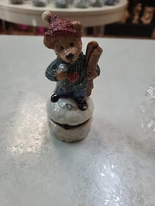Boyds Le Bearmoge Collection Schmuckkästchen Bären und Hasen Knut Downhill Racer  - Bild 1 von 11
