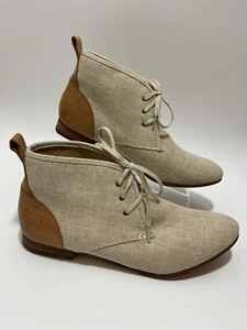 Sebago Hutton Womens Size 8.5 Linen Leather Chukka Boots Lace Up Block Heel - Picture 1 of 7