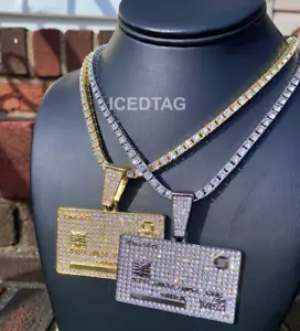 Colgante de tarjeta de crédito helado cúbico de circonio tenis hip hop para hombre - Imagen 1 de 11