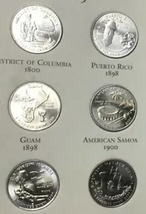 2009-P or D WASHINGTON DC AND US TERRITORIES QUARTER 6 COIN SET UNCIRCULATED - Picture 1 of 3