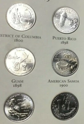 2009-P or D  WASHINGTON DC AND US TERRITORIES QUARTER 6 COIN SET UNCIRCULATED - Image 1 of 3