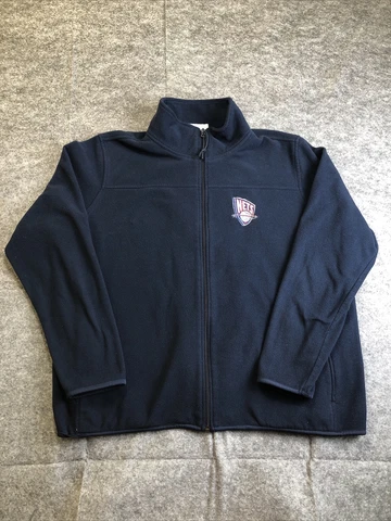 Vintage New Jersey Nets Fleece Jacket Womens XL Navy Blue Full Zip NBA Unisex Cover