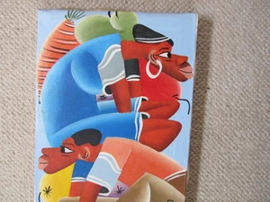 HAITIAN FOLK ART painting SIGNED MICHEL Over a yard long HAITI AUTHENTIC VIN - Bild 1 von 8