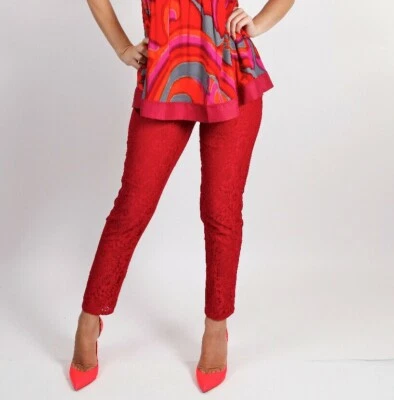 Pantalones Lacinda JOIE Rojo Encaje Talla XS Foto 1 de 4