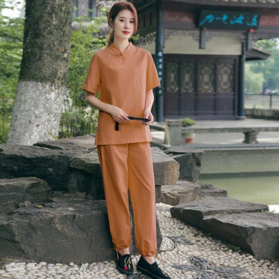 Summer Men Short Sleeve KungFu Tang Fu Unisex Tai Chi YOGA Fitness Zen Uniform - Image 1 of 4