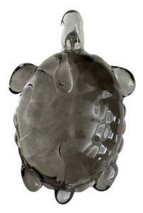 Kunst Glas rauchgrau Schildkröte Briefbeschwerer Figur - Bild 1 von 7