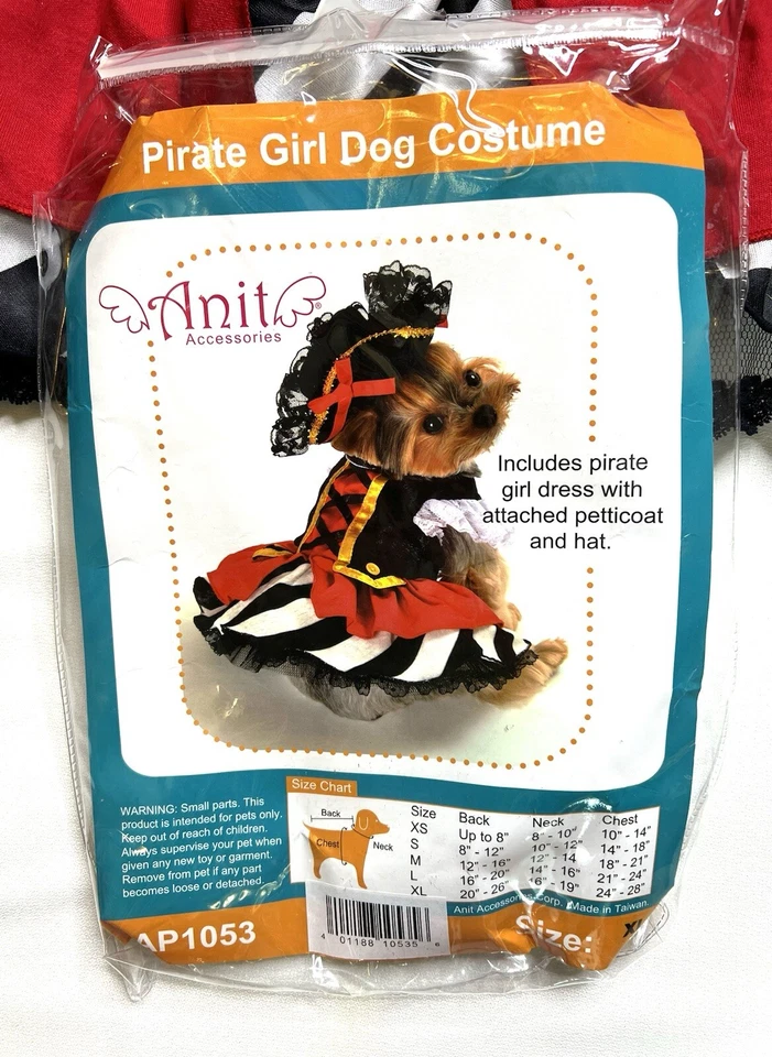 Dog Pirate Costume, Size XL, 20-26 Inches, High Quality Beautiful Details - Image 1 of 4