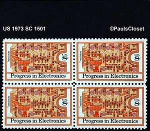 US 1973 SC 1501 PROGRESS IN ELECTRONICS 8¢ BLOCK OF 4 MNG F/VF - Picture 1 of 2