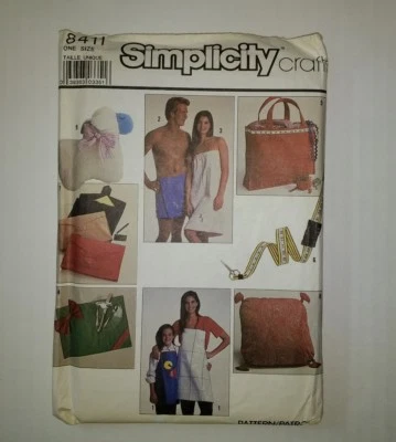 Simplicity 8411 Gift Items Apron Bath Wrap Tote Bag Pin Cushion Lamb Pillow  - Image 1 of 2