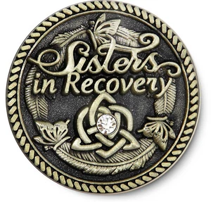 Sisters in Recovery/Never Alone Again-  Antique BRZ Coin AA/NA/12 Step Recovery - Picture 1 of 3