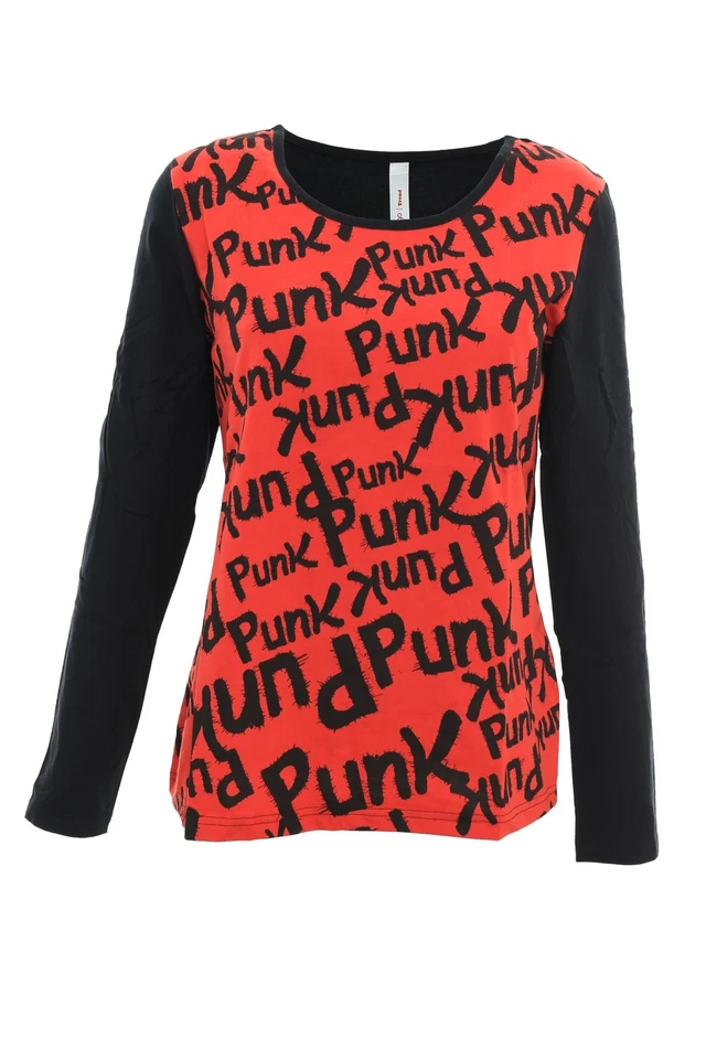 Sheego T Shirt Longsleeve Damen Langarm Baumwolle Rundhals Rot - Bild 1 von 1