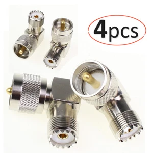 4 pcs Adapter 90° UHF plug male PL259 to SO239 female connector right angle M/F - Zdjęcie 1 z 7