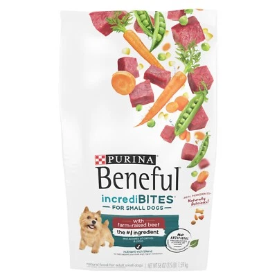 Comida seca Purina Beneful Incredibites para perros pequeños, alta en proteínas, granjas Foto 1 de 4