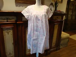 ARIA,NWT,WHITE/PINK,100% COTTON,SHORT S;EEVES,SHORT NIGHTGOWN SMALL - Picture 1 of 8