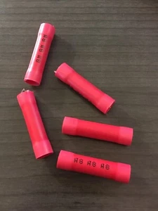 5-Pack Vinyl Red Insulated Butt Splice Wire Connector Terminals - 8G 8 AWG Gauge - Picture 1 of 2