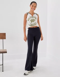 NEW American eagle women's S navy ribbed flare pant supper high rise cable knit - Picture 1 of 12