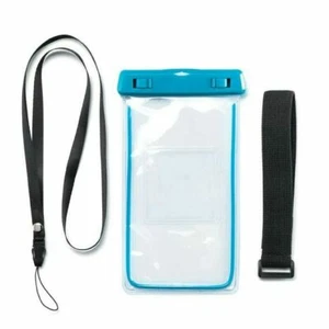 Waterproof Cell Phone Case with Carry Strap - Blue Trim - Summer, Swim & Beach - Picture 1 of 1